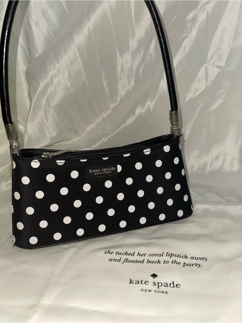 Vintage Kate Spade Black & White Polka Dot Shoulder Bag Purse